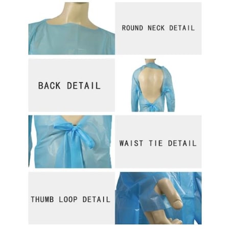Disposable Isolation Gown,Blue, PK50